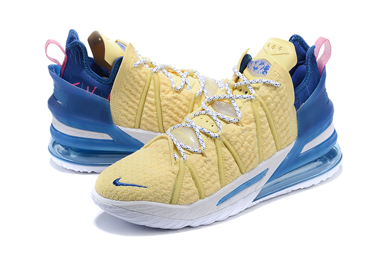 Nike Lebron 18 Yellow Blue Pink Shoes